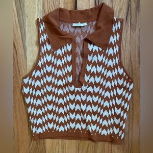 Cropped checkered sweater vest